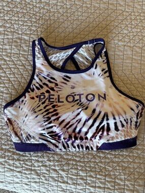 Peloton Purple and Cream Tie-Dye High Neck Sports Bra